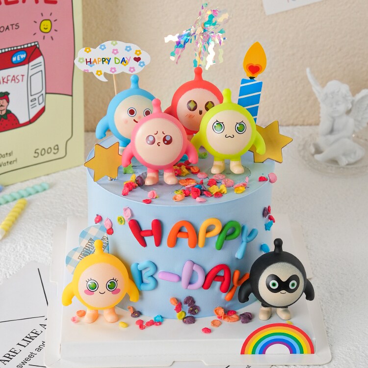 蛋仔派对蛋糕装饰摆件卡通蛋仔儿童生日主题蛋糕装扮烘焙插件插牌