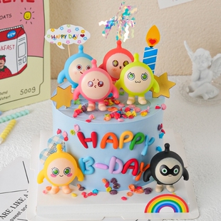 蛋仔派对蛋糕装 扮烘焙插件插牌 饰摆件卡通蛋仔儿童生日主题蛋糕装