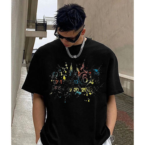 大码纯棉创意数字印花短袖t恤男