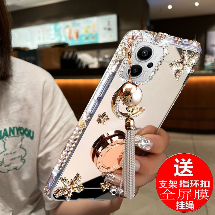 适用红米Note12Turbo手机壳水钻镜面redminote小米保护TPro12T套外壳noto时尚硅胶trubo全包