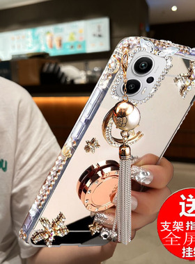 适用红米Note12Turbo手机壳水钻镜面redminote小米保护TPro12T套外壳noto时尚硅胶trubo全包防摔女5G软潮流