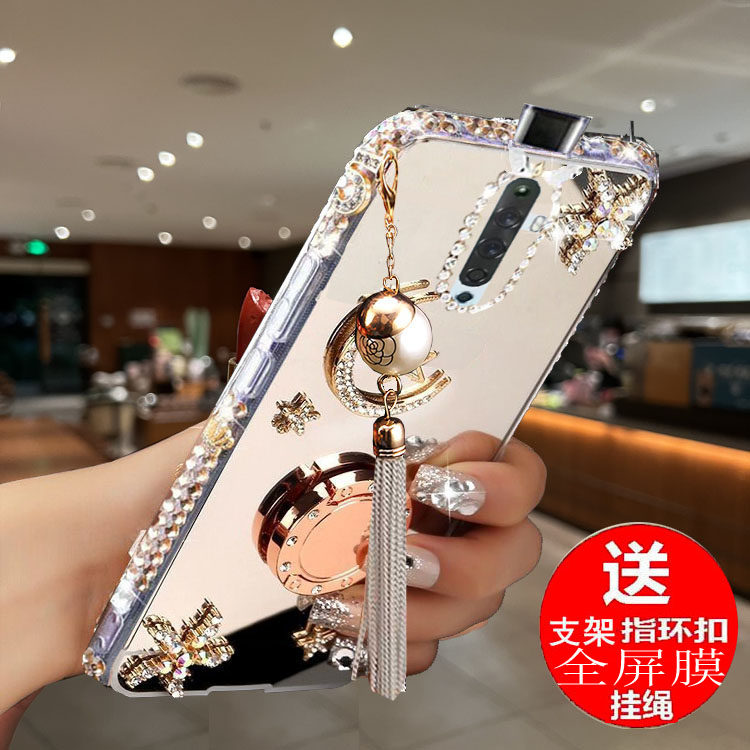 适用于OPPOReno2Z手机壳Reno2Z保护硅胶Reno2F水钻镜面PCKM80防摔女款