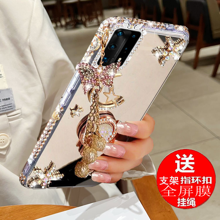 适用华为p40pro手机壳新款p40镜面p40pro+水钻防摔保护套P40硅胶p40pro十女款