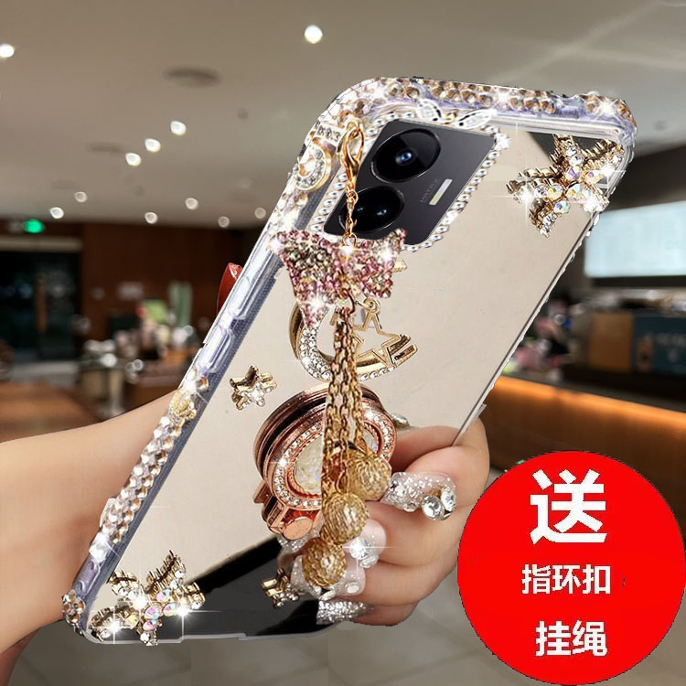 适用于Realme真我GTNEO5手机壳5G闪镶钻gtnoe5水钻镜头RMX3708全包边RMX3706奢华镜面女款软防摔保护套