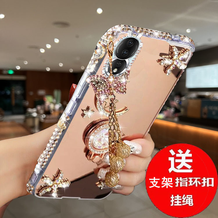 适用于华为荣耀80手机壳镶钻镜面Honor80Pro硅胶套补妆镜子ANN-ANOO荣耀80pro水钻外壳ANP-ANOO女款