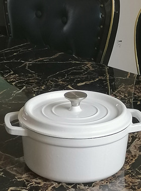 出口珐琅锅CASTIRON铸铁锅白色搪瓷锅煲汤炖肉锅烤欧包家用电磁炉