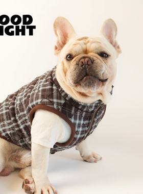 GOODNIGHT晚安法斗巴哥柯基法斗衣服秋冬款狗狗衣服保暖格子棉服