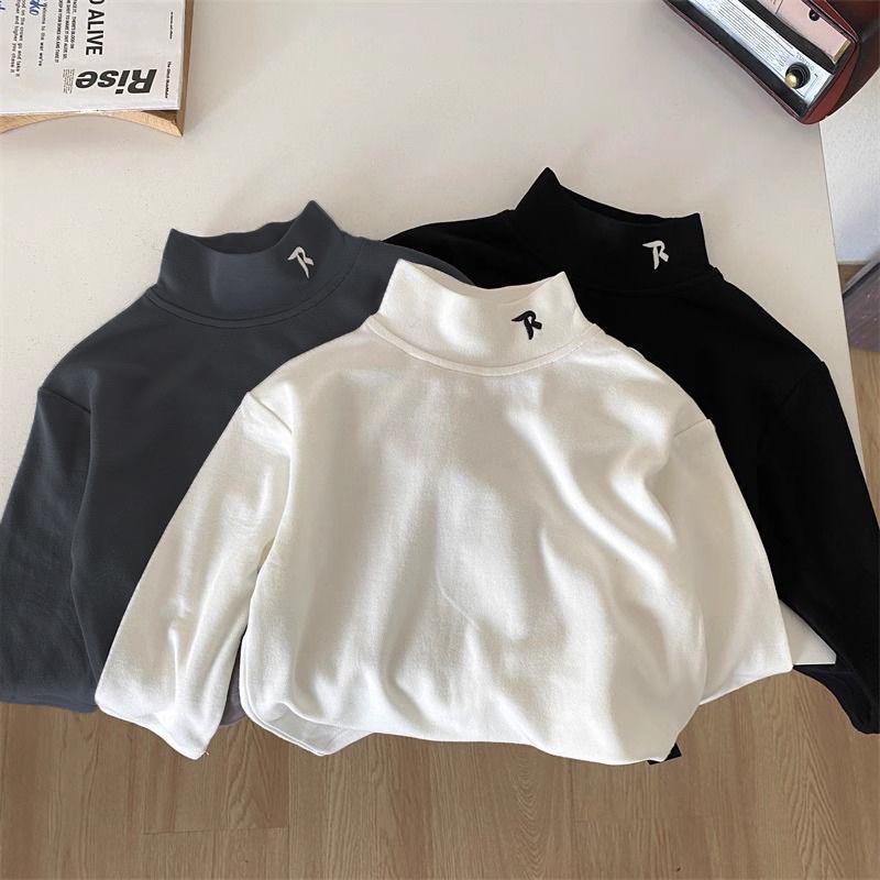 儿童半高领打底衫亲肤绒T恤