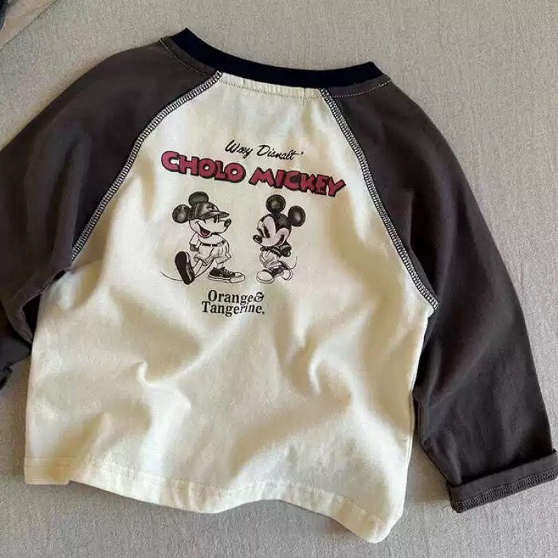 纯棉儿童长袖插肩T恤新款男女童卡通网格宝宝春秋拼色上衣打底衫t