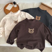 内搭上衣长袖 儿童德绒半高领宝宝打底衫 男童2024秋冬女童韩版 T恤