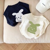 T恤新款 纯棉儿童背心2024夏装 男女童圆领无袖 中小童印花卡通上衣