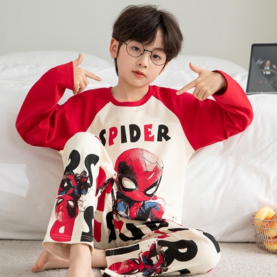 男孩中大童青少年蜘蛛侠卡通套装