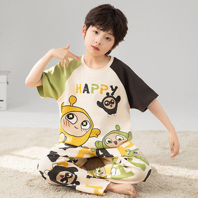 男童睡衣儿童夏季纯棉长裤短袖