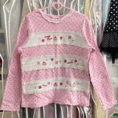 RichGirl少女原创自制蕾丝花边圆领长袖 T恤女宽松百搭打底衫 上衣