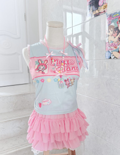 女儿服蛋糕裙古着套装 RichGirl少女日系软妹可爱印花短袖 T恤新款