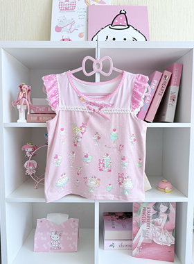 RichGirl自制mp日系软妹可爱童趣印花吊带背心软萌宅小飞袖上衣