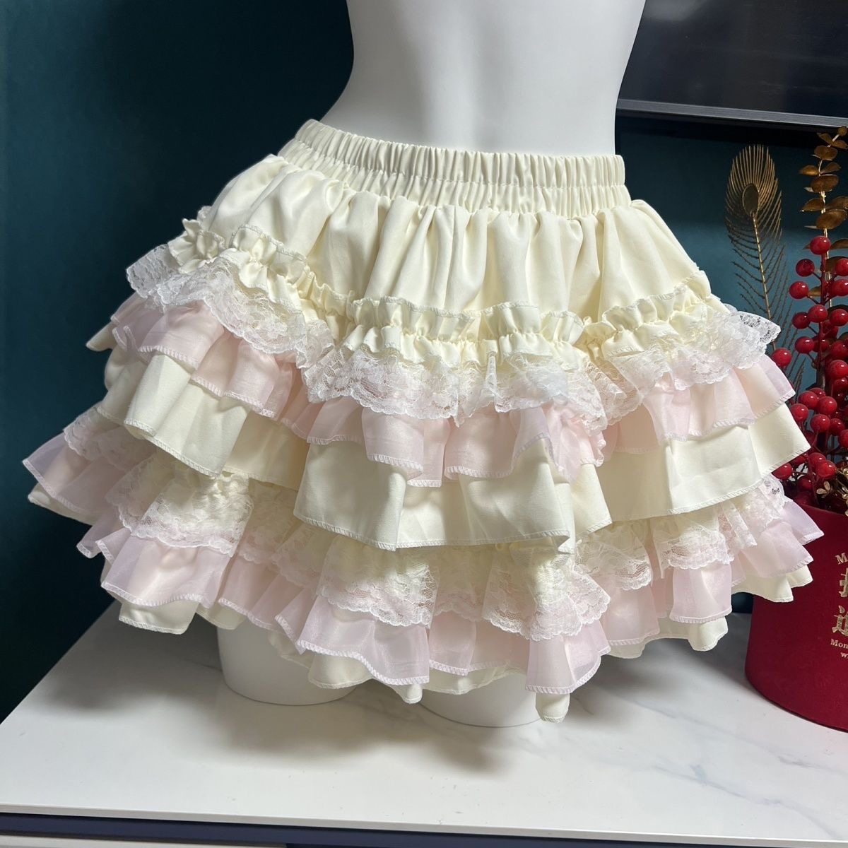 芭蕾新款百搭甜美蕾丝小个子蓬蓬裙蛋糕半身裙高腰显瘦短裙