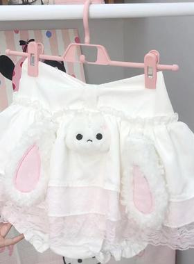 RichGirl少女原创【趴耳兔兔】日系可爱甜美猫咪Kitty蕾丝半身裙