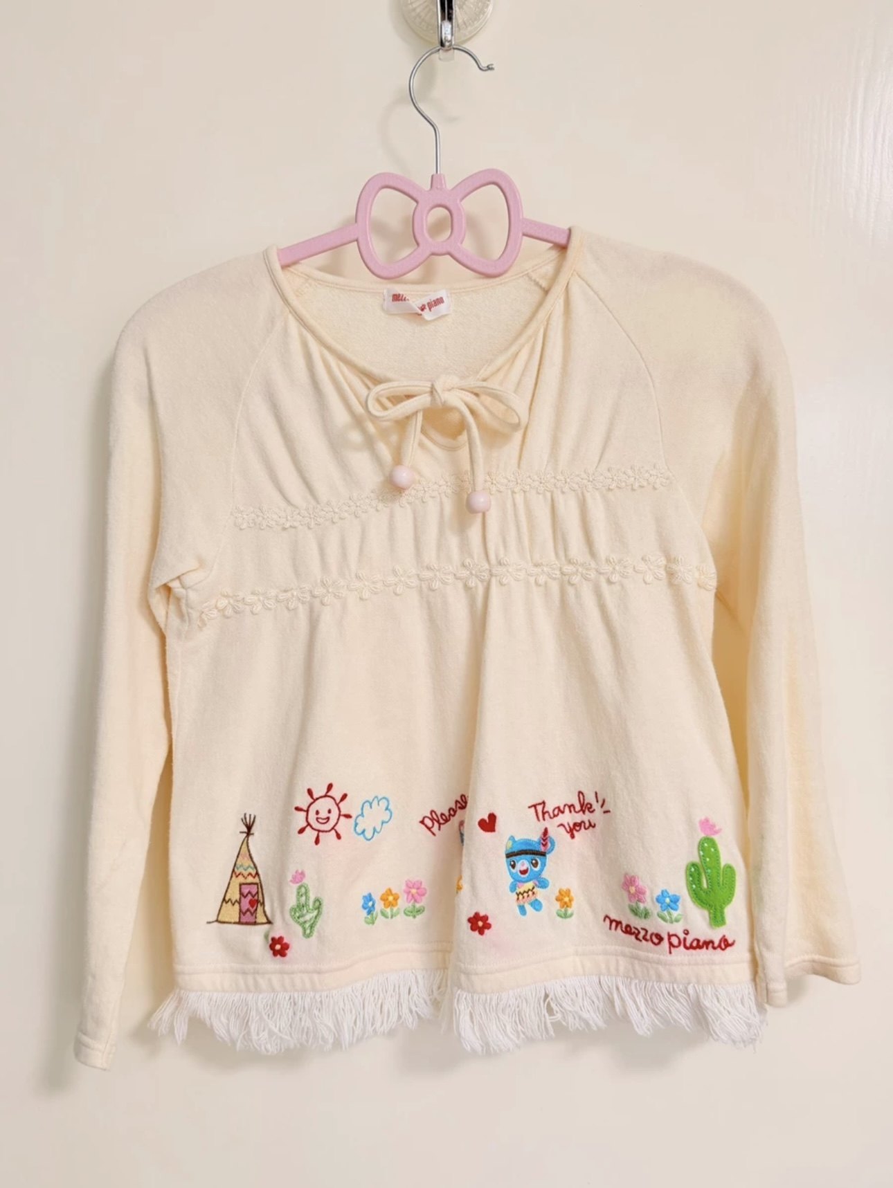 RichGirl少女秋冬新款刺绣古着仙人掌太阳花重工长袖百搭上衣打底