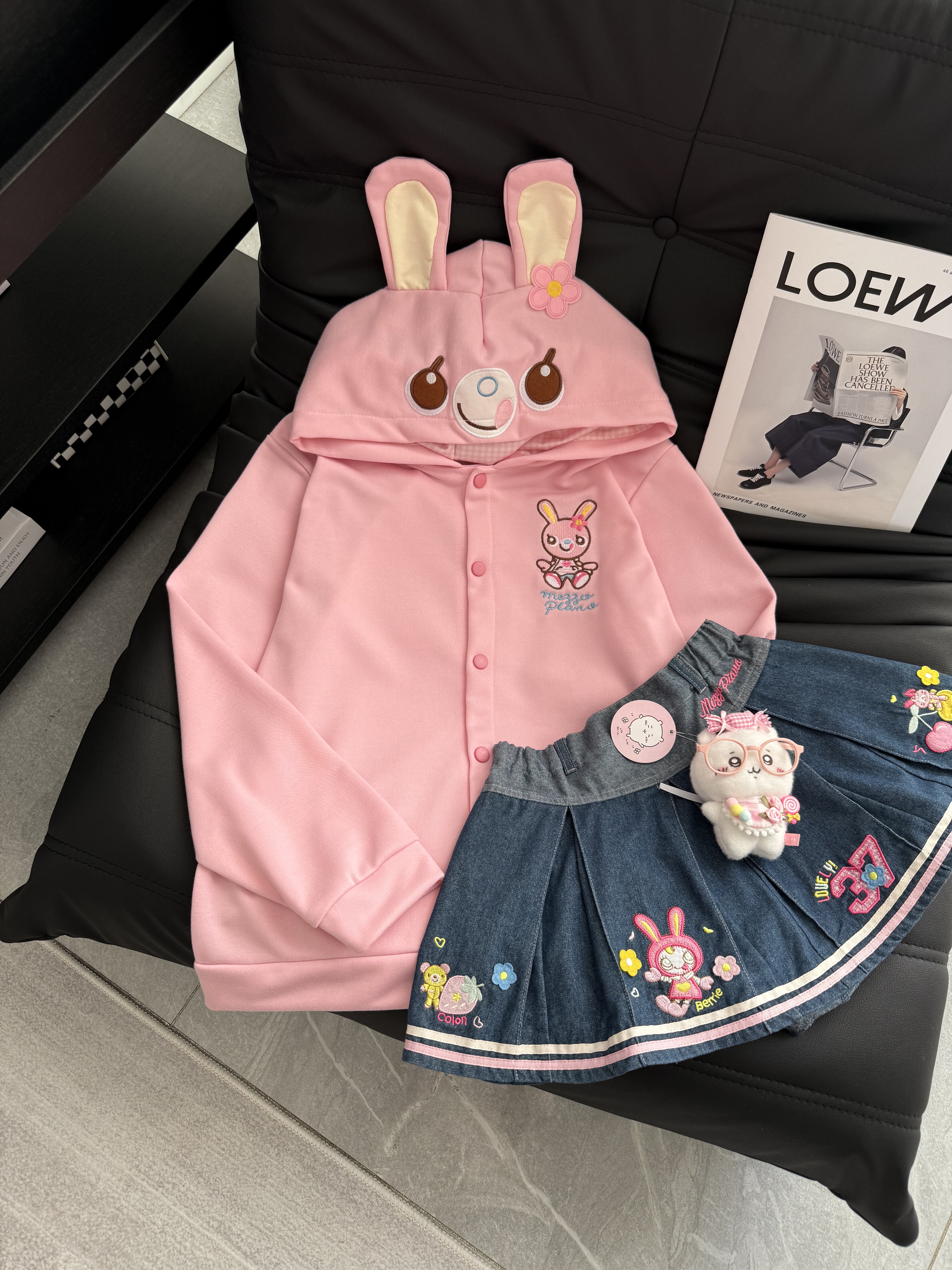 RichGirl少女自制可爱兔兔帽子粉嫩刺绣卫衣+牛仔刺绣百褶短裙,女装/女士精品,时尚套装,淘宝优惠券,粉丝福利购,淘宝优惠卷