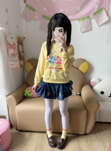 RichGirl少女日系可爱卡通印花圆领卫衣女宽松休闲百搭上衣