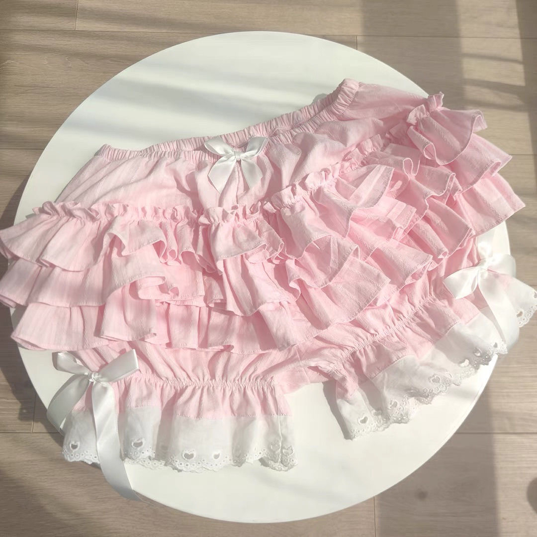 新款嫩粉色Lolita南瓜裤可爱萝莉蛋糕裙撑裤打底多层防狼少女短裤