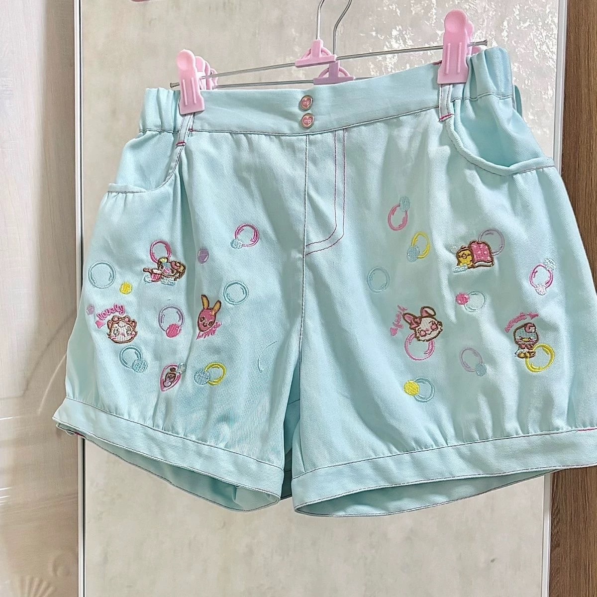RichGirla复刻mp粉色南瓜裤女儿服刺绣可爱萝莉少女短花苞休闲裤