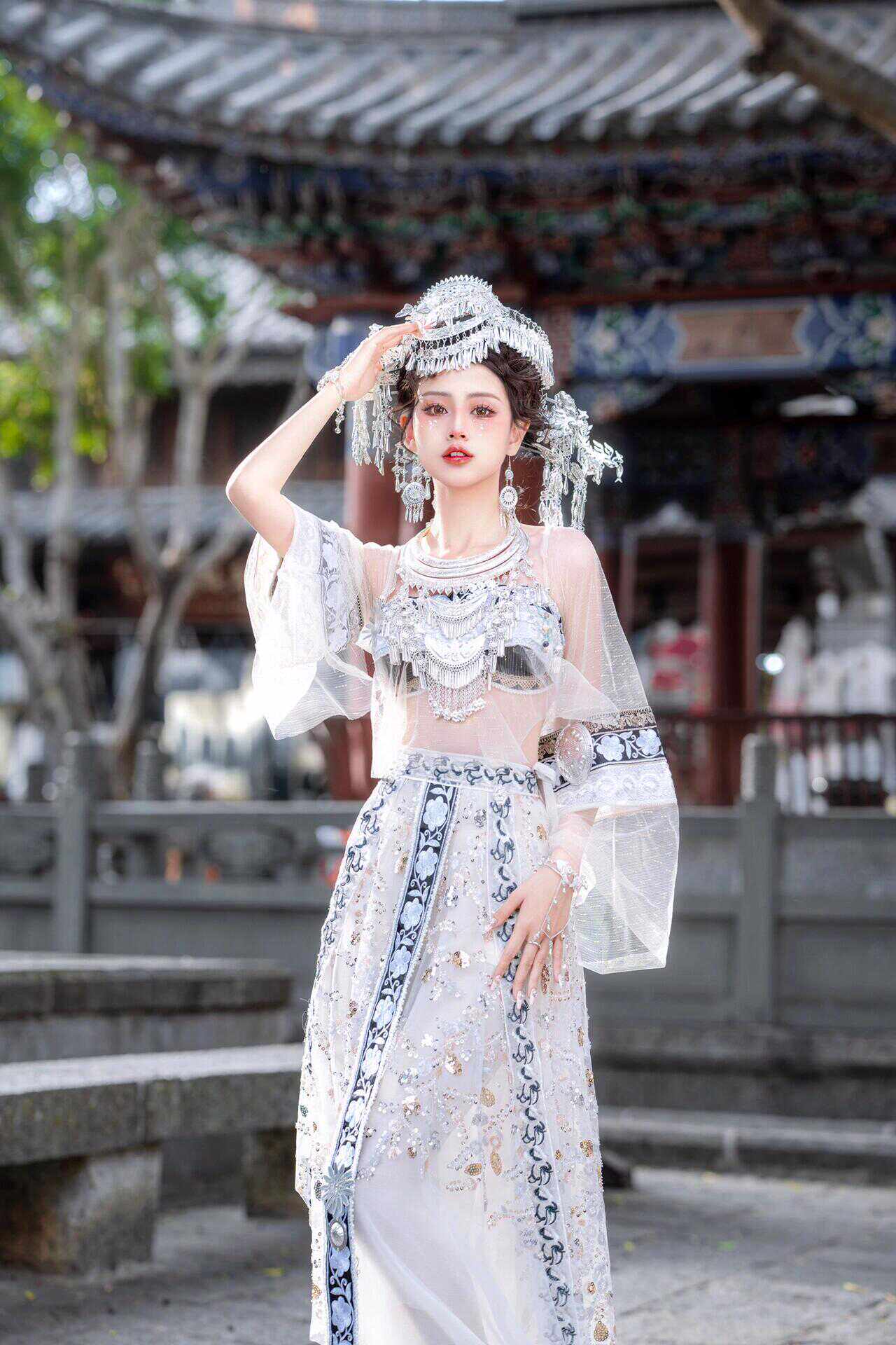 苗疆少女新款苗族服装土家族哈尼族夏季民族风套装  影楼写真服装