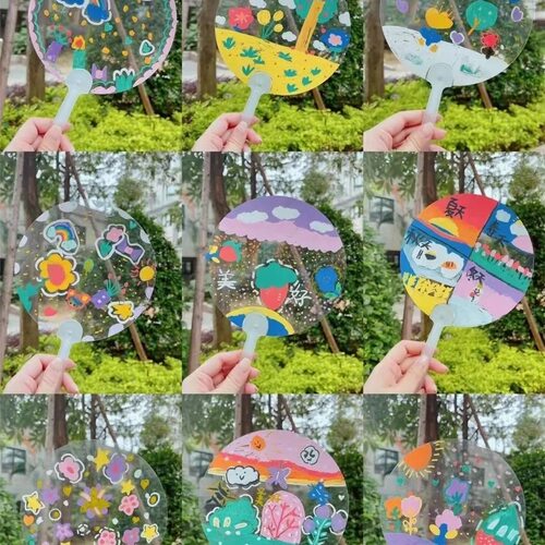 空白手帐透扇美术画画机构拼贴扇