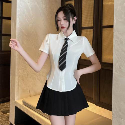 新款衬衣学院风足浴技师工作服套装沐足按摩工衣jk制服百褶裙1367