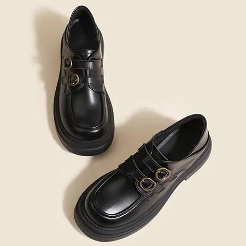 真皮厚底小皮鞋女2025新款春季英伦风复古乐福鞋百搭jk单鞋子