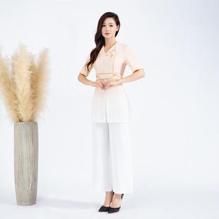 A9092新款 美容院工作服女显瘦国风养生馆spa足疗足浴技师气质套装
