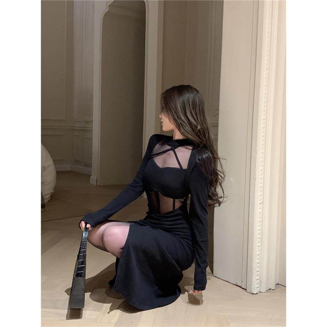 纯欲风御姐辣妹包臀裙女春秋新款收腰开叉网纱拼接性感绝美连衣裙,女装/女士精品,连衣裙,淘宝优惠券,粉丝福利购,淘宝优惠卷