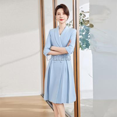售楼部金店前台连衣裙职业导购美容院夏季工作服工装接待西装