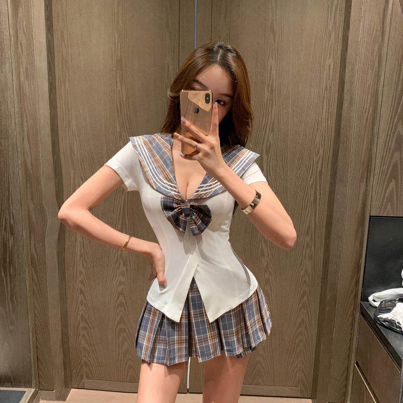 2025SPA夜场气质性感技师工作服足疗桑拿学院风套装工衣5254清新