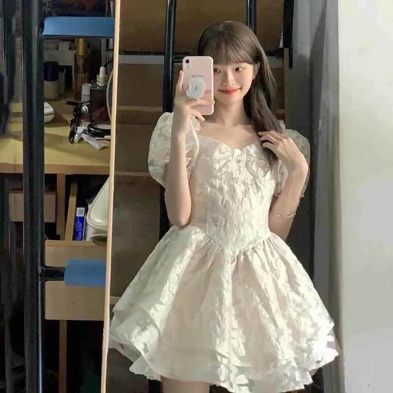 夏季新款提花娃娃裙泡泡袖连衣裙复古学院风甜美拼接方口领公主裙,女装/女士精品,连衣裙,淘宝优惠券,粉丝福利购,淘宝优惠卷