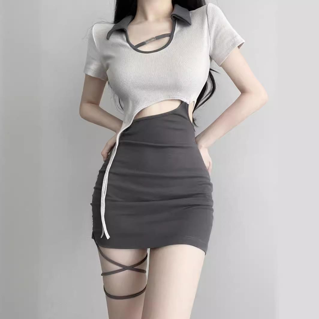 小个子紧身包臀短裙子2025纯欲辣妹纯欲风设计感小众连衣裙女跨境