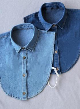 牛仔假领子方领灰色毛衣衬衣百搭秋冬内搭痞雅气质女生搭配衣领潮