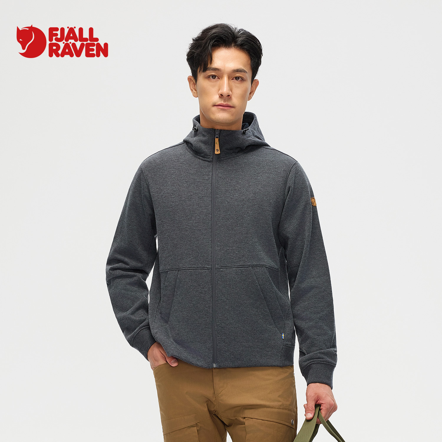 北极狐25秋冬新连帽开衫羊毛混纺抓绒男士保暖休闲卫衣042521047