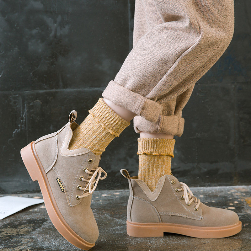 清仓粗线针织袜子女士松口针织堆堆袜秋冬季加厚保暖毛线中筒袜