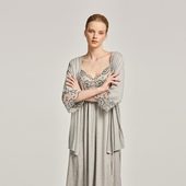 BRIDA 复古经典 灰玫瑰 法式 莫代尔居家睡袍P113D1 春夏新品