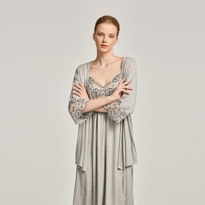 CA BRIDA【灰玫瑰】春夏新品法式复古经典莫代尔居家睡袍P113D1