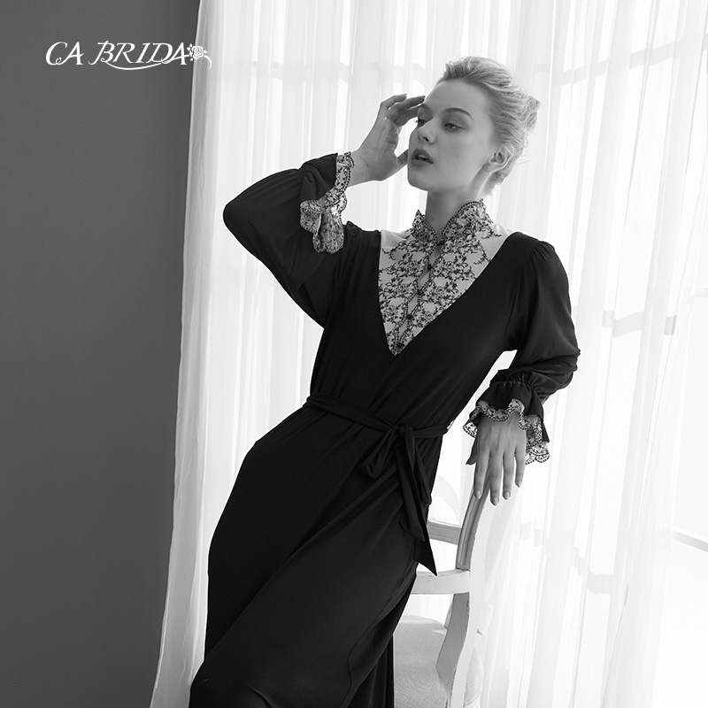 法式复古莫代尔长袖睡衣CABRIDA