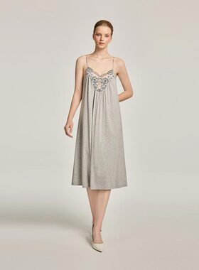 CA BRIDA【灰玫瑰】春夏新品法式复古经典莫代尔吊带睡裙P113C2
