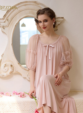 CABRIDA【甜蜜记忆】法式宫廷睡裙女莫代尔长袖甜美长裙PW704C1