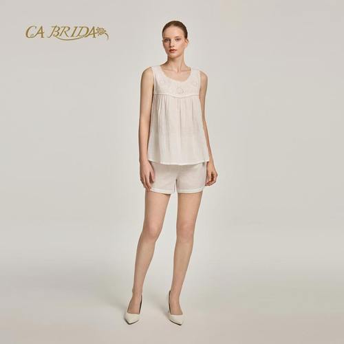 CA BRIDA【四月·蝶】 法式复古无袖公主棉睡衣套装P203AB2