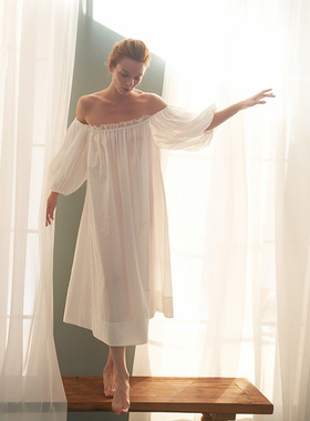 CA BRIDA【White Paris】推荐法式复古短袖可外穿棉家居睡裙N302