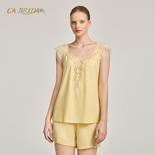 CA BRIDA【summer】法式浪漫公主风莫代尔镂空蕾丝睡衣套装P117