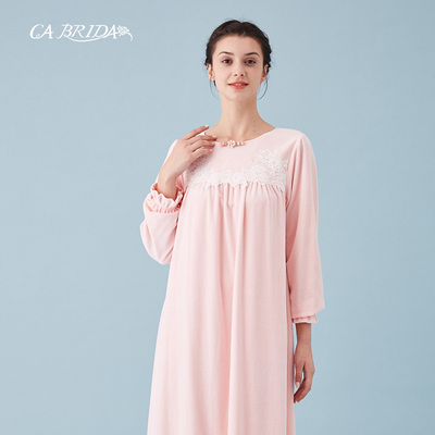 CABRIDA/嘉德丽亚棉绒长袖睡裙