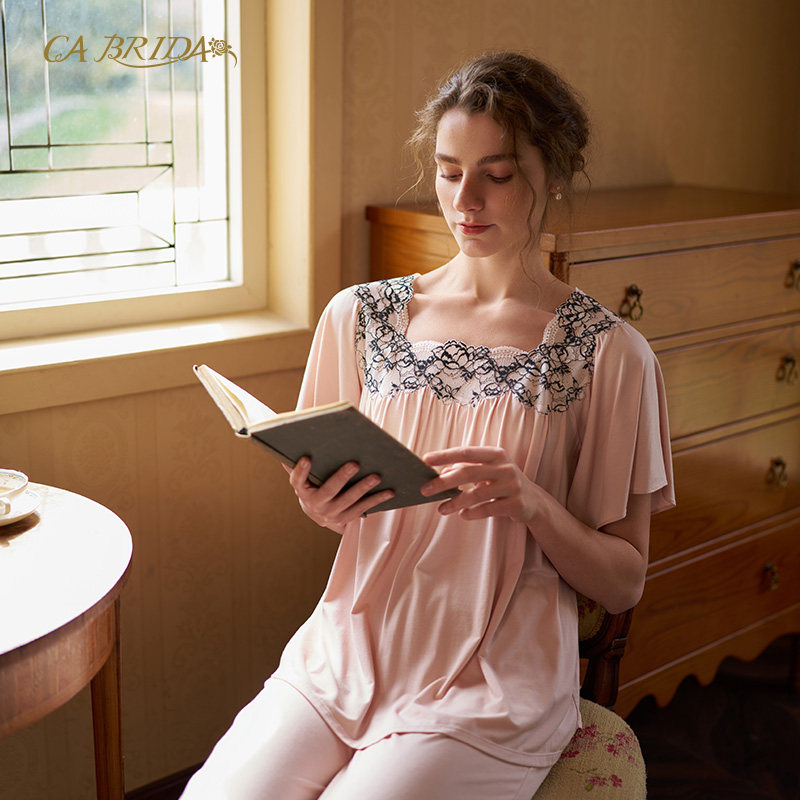 CABRIDA【甜蜜蜜】母亲节法式蕾丝莫代尔裸感家居睡衣套装Q101AB,女士内衣/男士内衣/家居服,睡衣/家居服套装,淘宝优惠券,粉丝福利购,淘宝优惠卷